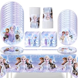 51-Piece Party Tableware Set, Children's Birthday Tableware Set, Party Tableware Birthday, Children's Birthday Decoration with Plates, Cups, Napkins, Tablecloth, Straws, Party Tableware for 10 Guests