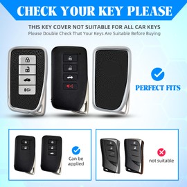 QBUC for Lexus Key Fob Cover, Key Fob Case with Keychain for Lexus 2013-2021 ES IS GS NX LS RX RC GX LX 570 200 250 350 460 300 F 450h 600h Accessories Protector (Silver)