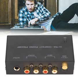 Phono Amplifier, Preamp, Stereo RCA Input, Output, Turntable Amplifier with Independent Button Control, Low Noise for Turntable, Connect to
