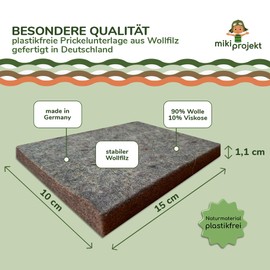 mikiprojekt® Pricking Needle Set Made of Natural Material (Pricking Needle + Felting Felt Wool) Made in Germany I Development Promoting Pricking Set Children from 4 Years I Pricking Needle for Great