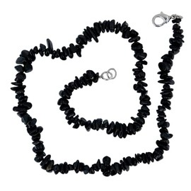 Taddart Minerals Black splinter necklace made from natural gemstone tourmaline Schorl with 45 cm length - handmade, Tourmaline Black, Schorl