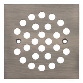 VOURUNA Square 4-1/4 Inch Screw-in Shower Drain Cover Replacement Square Floor Drainer Grate,Brushed Nickel,Brushed Gold,Oil Rubbed Bronze,Chrome (Antique Brass)
