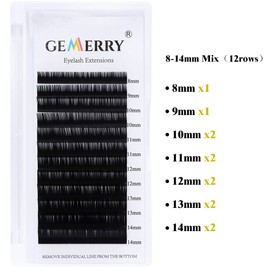 GEMERRY Individual Eyelashes for Eyelash Extensions 0.05 D Curl Length 8-14 mm Mix 1:1 Eyelash Extensions 1 to 1 Eyelash Individual Lash Extensions (0.05-d Curl-Mix 8-14 mm)