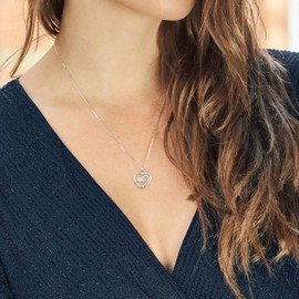 Gem Stone King 0.17 Ct Round Sky Blue Aquamarine 925 Sterling Silver Spinning MOM Pendant Necklace with Chain