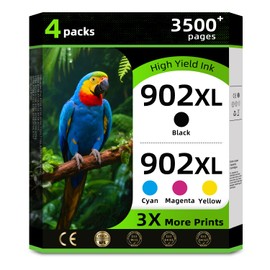 902XL Ink Cartridges Combo Pack (4-Pack) Replacement for HP 902 XL HP902 HP902XL Black Color for HP902 OfficeJet 6978 6968 6970 6958 6960 6966 6956 6950 6974 6963 6961 6951 Printer Cyan Magenta Yellow