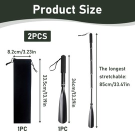 Schuhlöffel, lang, ausziehbar, 34 – 85 cm, verstellbarer Griff aus Metall und Kunststoff, ergonomischer Griff, rutschfest, langer einziehbarer Griff, für Senioren, Menschen mit eingeschränkter