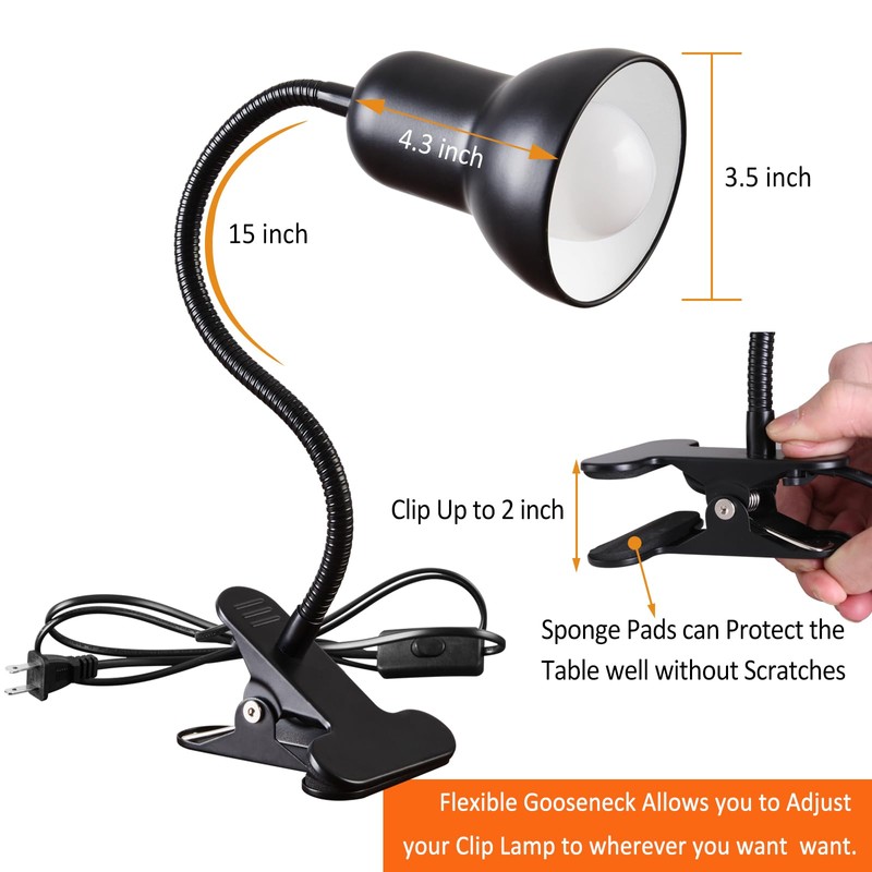 Clip on Desk Lamp, 360° Rotating Ggooseneck Lamp, Ring Light,