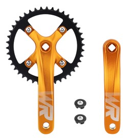 MEGHNA Bicycle Crankset Set 170mm Chainring Set 42T Universal for Single Speed and 6/7/8/9/10/11 Speed Bike, MTB BMX Road Bike (Gold)
