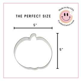 Pumpkin Cookie Cutter – 5 Inch Fall Baking Shape for Halloween, Thanksgiving, and Autumn Cookies – Durable, Easy to Use, Fun for Seasonal Baking and Crafts (Tin Plate Steel)