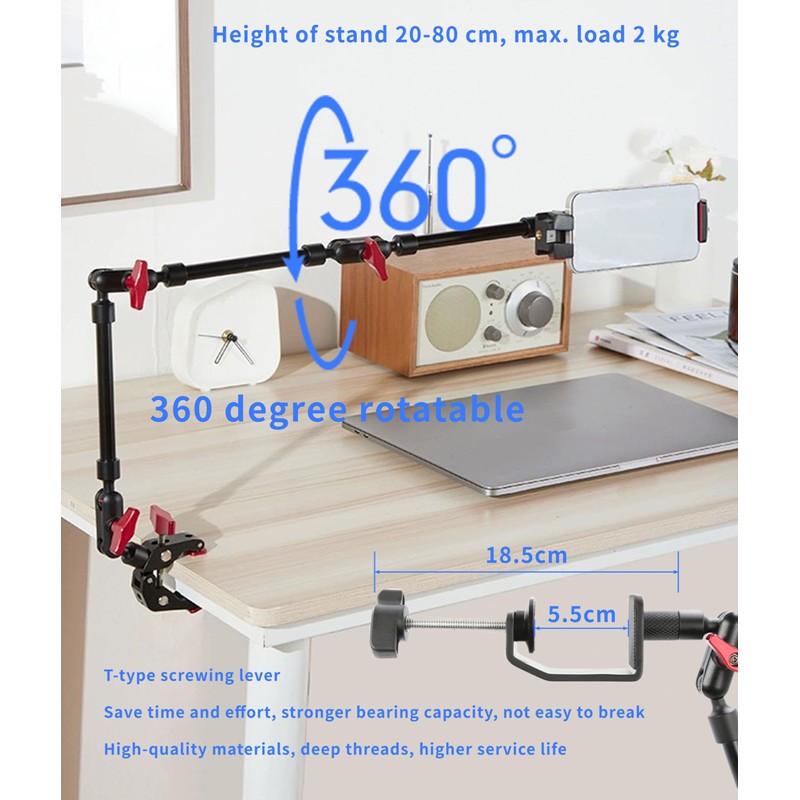 Gugxiom 31" Adjustable Articulating Arm 360 Degree Rotation Adjustable Camera