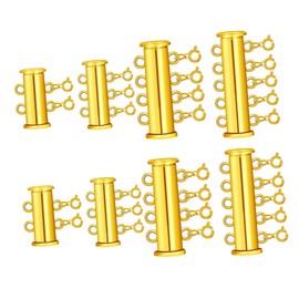 Tofficu 8pcs Lock Clasp for Jewelry Making Multi-Strand Tube Connector for Bracelets and Necklaces Material Easy to Use Golden