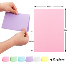 Mocraft 60 Multicoloured Envelopes Kraft Paper Cards Folding Cards Recycled Double Cards Colourful Envelopes without Window Invitation Cards