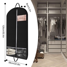 Long Clothes Covers Clothes Storage Bag PEVA Clothes Cover Bag with Zip (60 x 180 cm), Waterproof, Anti-Mite, Breathable for Storage and Travel