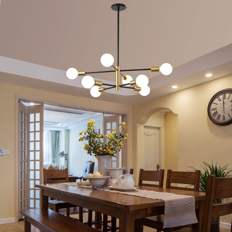 KAISITE Modern Sputnik Chandelier - 8-Light Ceiling Light Fixture Height
