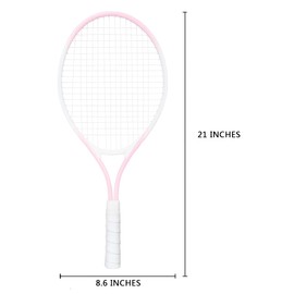 NEWSNOW Children's Tennis Racket for 2 Players, Suitable for Beginners, pre Worn 27 inch Lightweight Children's Racket, Suitable for Boys and Girls, Equipped with Tennis (Pink)