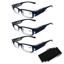 DuanMei DuanMei 3 Pack Reading Glasses with Lights and Magnifier Reading Glasses with Lights in The Frame Bright Led Readers Magnifying Glasses with Light for Men Women Led Reading Glasses