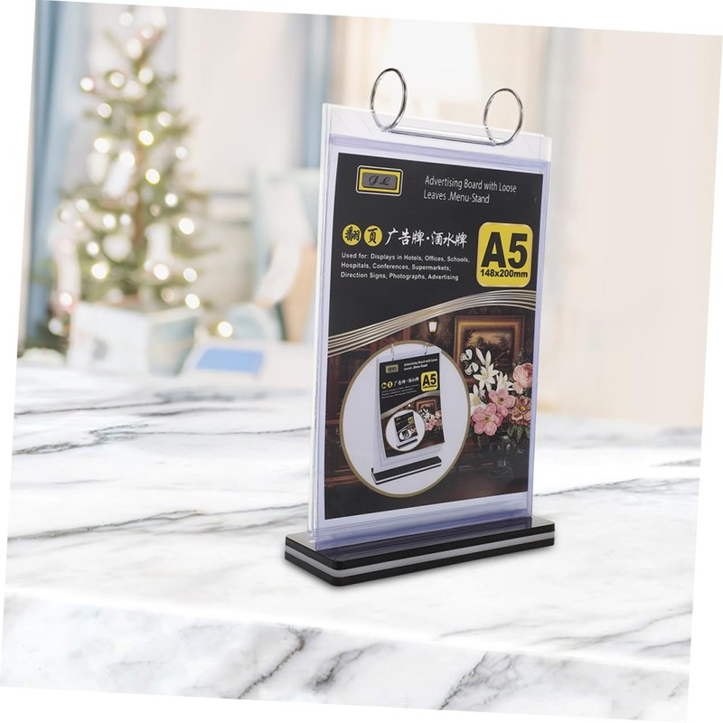 Operitacx Restaurant Table Menu Flip Sign Holder 2pcs PVC Flip
