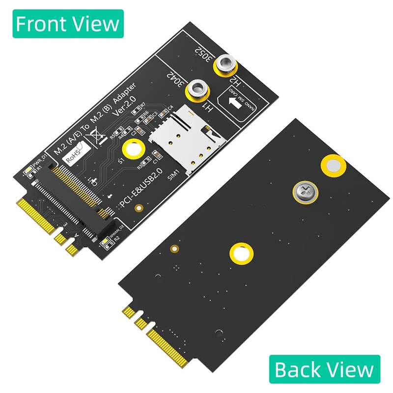 M.2 Key B to A+E Adapter with Nano SIM Card
