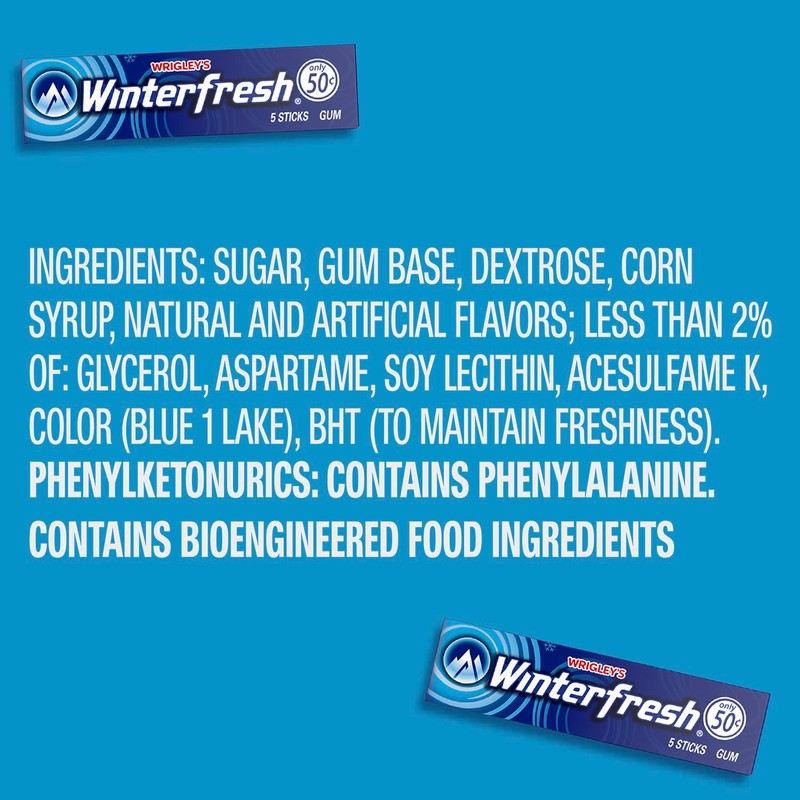Winterfresh Wrigley's Chewing Gum Bulk Pack, 5 Sticks Per Pack