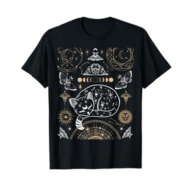 Cat Luna Moth Moon Phases Dark Academia Aesthetic Occult T-Shirt for Men Women Girls Kids