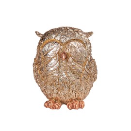 Owl Figurines - Home Decor Accents - Statue for Home & Office - Bird Gifts for Lovers (Golden Three Piece Set