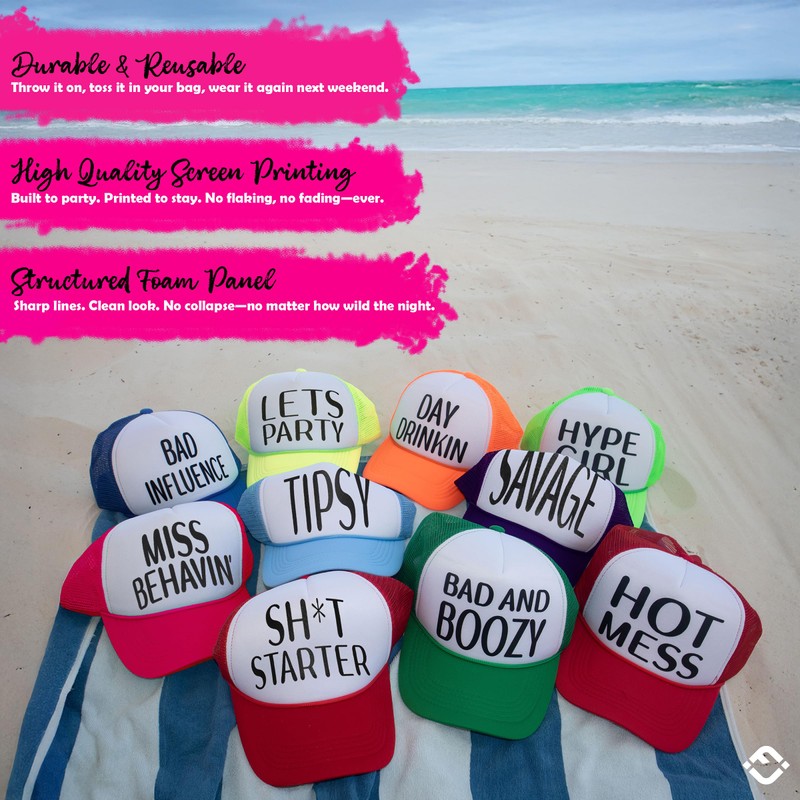 Funky Junque Neon Trucker Hat for Women Foam Mesh Snapback