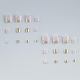 24Pcs Press on Toenails Flower Fake Toe Nails Glitter False Toenails Glossy Full Cover Acrylic Glue on Toenails with Designs Cute Toe Press on Nails Artificial Stick on Toenails for Women Manicure