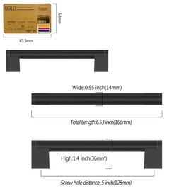 Coinkoly CK-EU0012 Furniture Handles, Black, 128 mm, Hole Spacing, Furniture Handles, Cupboard Handles, Kitchen Handles, Drawer Handles, Wardrobe Door Handles, Pack of 10