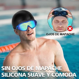 Gafas de Natación para Adultos,2 Pcs Kit de Natación Equipo de Natación Incluye Swim Goggles,Gorro de Natación,Auriculares y Clips para la Nariz,Protección UV,Anteojos de Natación para Adultos y Niños