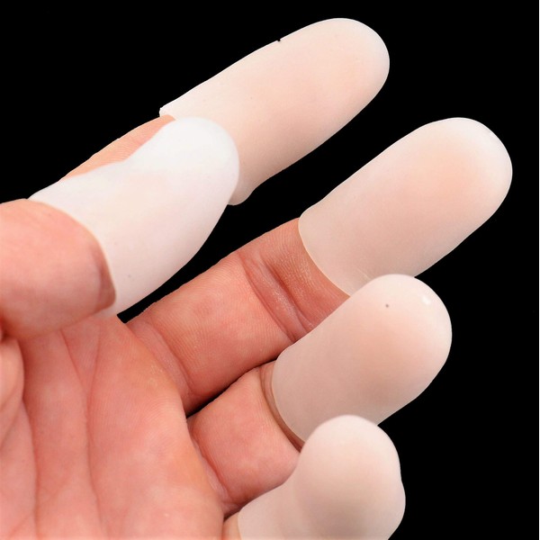 Finger Protector [GEL-Grip Series] - Clear / White - [20 PACK] 16 Long - 4 Short for Thumbs