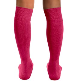 COUVER Kids Junior Multi-Sports Knee Socks w/Cushion, HOT PINK, Youth Large, 1PR