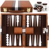 Backgammon, Backgammon Case, Backgammon Wood, with High-Quality Leather Case, Portable
