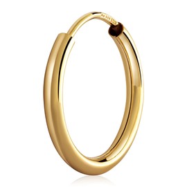 NKlaus Single Creole Earrings 333 Yellow Gold 8 Carat Gold Earrings 2.0 mm Thick Gold Ears, Yellow Gold