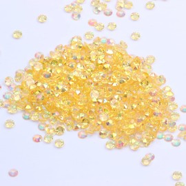 MajorCrafts 3000pcs 3mm ss12 Transparent AB Flat Back Round 14 Facets Resin Rhinestones Arts and Crafts Embellishment Gems (Clear Yellow Gold AB T19)