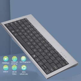 Zunate USB HUB Wired Computer Keyboard, 11 in 1 USB C Hub Keyboard, 78 Keys USB C KeyHub Multi Function Hub Keyboard Docking Station with 4K HDMI VGA USB3.0 USB C 100W RJ45 SD Card Slot