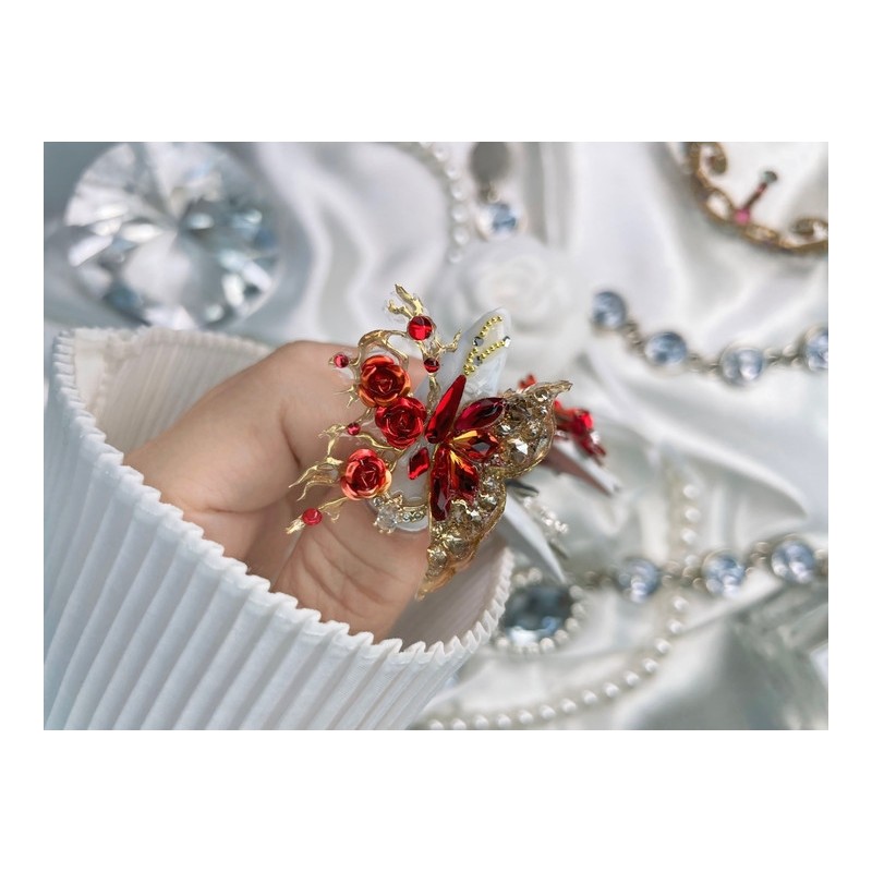  1122 Gorgeous fall flower nail nail queen handmade nail