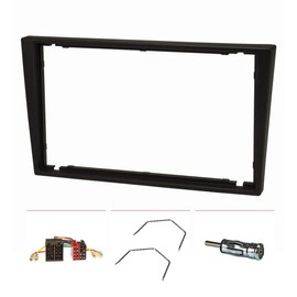 tomzz Audio 2439-005 Double DIN Radio Fascia Set Compatible with Opel Corsa C Combo Omega B Vectra C Meriva Black with Radio Adapter ISO Antenna Adapter ISO DIN Release Lever