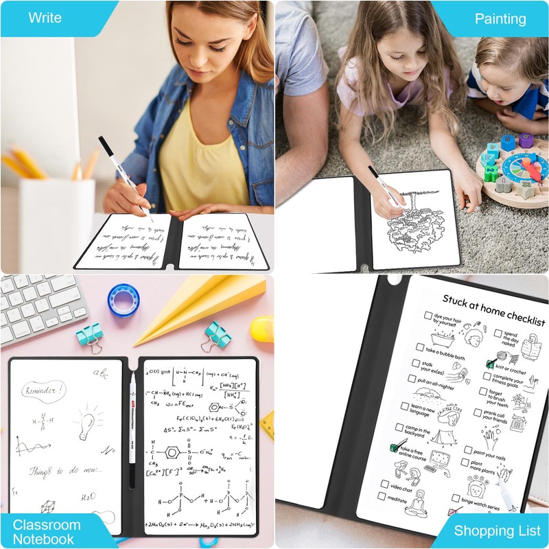 Elezeal A5 Dry Erase Whiteboard, Portable Small Whiteboard Notebook Notepad,