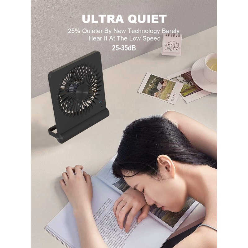 Tevelecin Small Desk Fan,Rechargeable USB Fan Battery Operated,Ultra Quiet, Strong