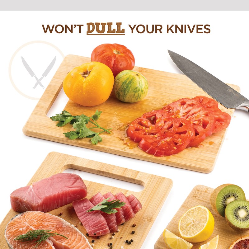 Bamboo Cutting Boards for Kitchen [Set of 3] Wood Cutting