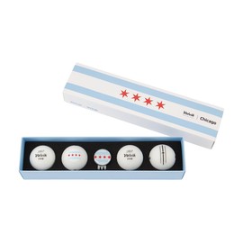 Volvik City Chicago Pack- 4 Vivid Balls Pack (4 White) with a Clip Ball Marker