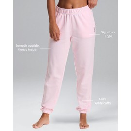 bebe Womens Sweatpants with Pockets, French Terry Joggers Sweats for Women (Pink Rose, Medium)