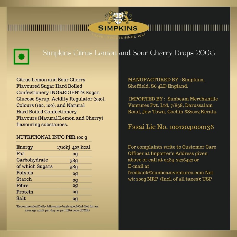 Simpkins Citrus Lemon & Sour Cherry 200g