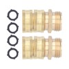 2Pairs 3/4in Brass Hose Adapter 2 Way Hose Adapter Durable