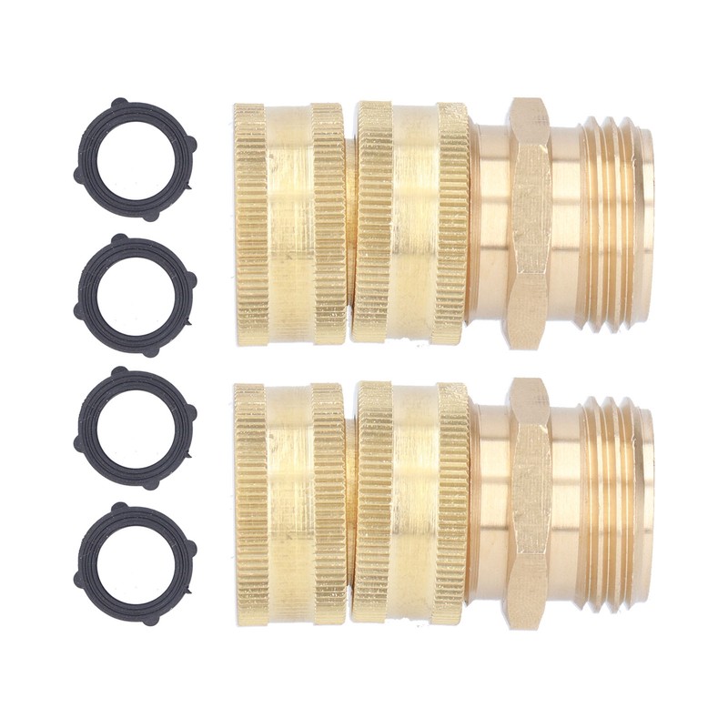 2Pairs 3/4in Brass Hose Adapter 2 Way Hose Adapter Durable