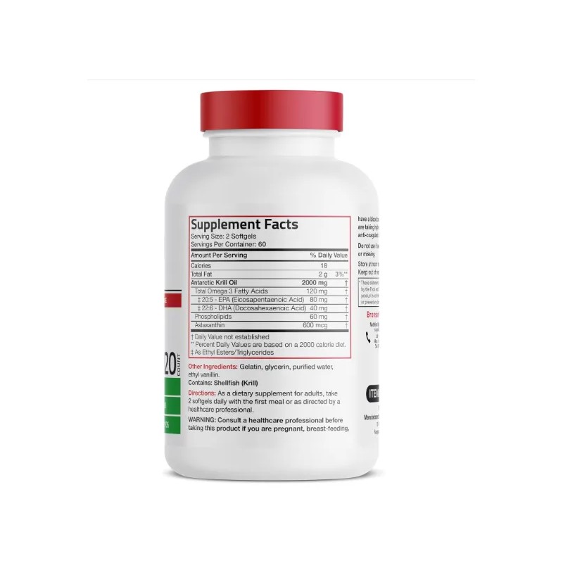 Aceite de Krill Antártico Bronson 2000mg Omega-3 EPA DHA 120