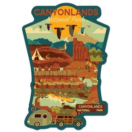 Die Cut Sticker Canyonlands National Park, Utah, Geometric, Contour Vinyl Sticker 1 to 3 inches (Waterproof Decal for Cars, Water Bottles, Laptops, Coolers), Small