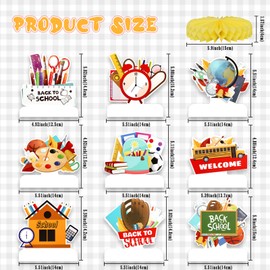 Back to School Honeycomb Centerpieces, KSKSPE 9Pcs Back to School Party Table Centerpieces Back to School Birthday Decorations Back to School Theme Party Table Decoration for Back to School Supplies