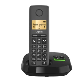 Gigaset Pure 120A Cordless DECT Telephone with Answering Machine - ECO DECT - Call Protection - Illuminated Display - Hearing Aid Compatible, Anthracite Black [Compatible in DE, IT, FR, NL, BE, Che,