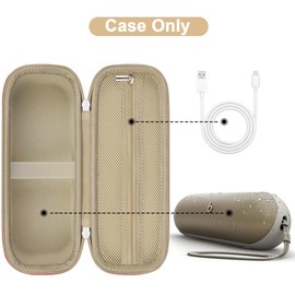Canboc Carrying Case for Beats Pill Portable Bluetooth Speaker, Portable Bluetooth Speaker Box, Mesh Pocket fit USB Cable, Champagne Gold (Case Only)